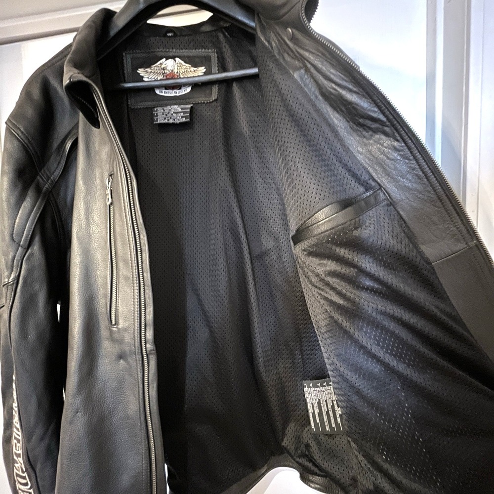 Harley Davidson Mens Roadhouse Black Leather MOTORCYCLE Jacket 3XL 97072-09VM - Picture 6 of 16